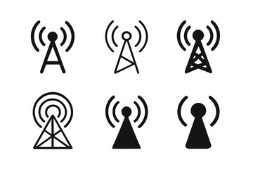 Broadcast Logo Variations. Content series branding. Set Logo of content series branding: broadcast tower radiating waves. Icon set. harmonious logo variations
