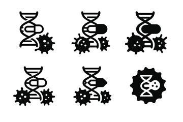 Fototapeta premium Nanomedicine Cancer Logos. Nanomedicine and its applications in cancer treatment. Set Logo of Nanomedicine and its applications in cancer treatment: DNA