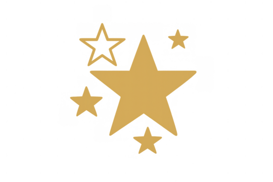 Shimmering gold stars in a multitude of sizes and designs, presenting sentiments of excellence, achievement, and joy