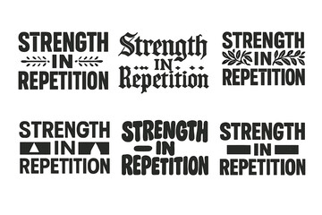 Fototapeta premium Emblematic Letter Variations. Strength in repetition. Set lettering. harmonious lettering variations of the same emblematic concept, each with different