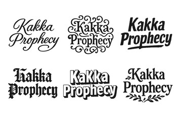 Harmonious Lettering Variations. Kakka Prophecy. Set lettering. harmonious lettering variations of the same emblematic concept, each with different artistic