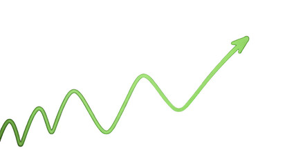 Rising green arrow graph shows upward trend and positive financial growth
