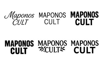 Fototapeta premium Maponos Lettering Variations. Maponos Cult. Set lettering. harmonious lettering variations of the same emblematic concept, each with different artistic