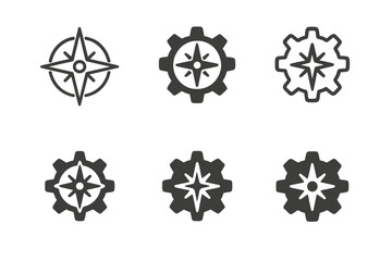 Career Development Icons. Creating an effective career development plan. Icon set. Set Logo of creating an effective career development plan: compass and gear