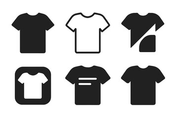 Graphic Tee Logos Grid. Street Style Trends. Set Logo of Graphic Tee Icon: Filled silhouette, Minimal outline, Abstract geometric, Negative space, Stylized