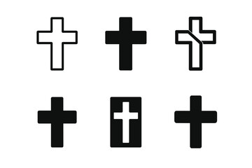 Diverse Christian Cross Logos. Christian denominations and their beliefs. Set Logo of Christianity: Cross symbol. Icon set. harmonious logo variations of the