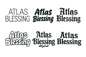Obraz premium Artistic Lettering Grid. Atlas Blessing. Set lettering. harmonious lettering variations of the same emblematic concept, each with different artistic