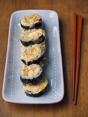 한국음식 김밥 계란구이