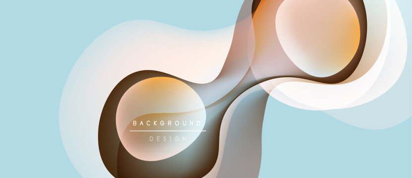Abstract flowing shapes, warm colors over light blue. Modern design elements create dynamic visual texture. Background suggests fluidity, movement.