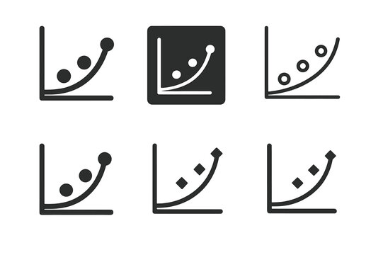 Retail Trend Logos. Retail trend graph. Set Logo of Retail trend graph: Price elasticity scatter plot. Icon set. harmonious logo variations of the same