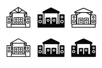 Fototapeta premium Music Festival Logos. Social gatherings and celebrations. Set Logo of music festival: stage with speakers. Icon set. harmonious logo variations of the same