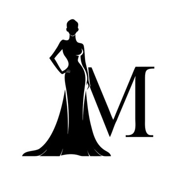 silhouette of a woman in a dress logo