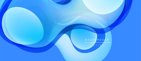 Abstract blue background. Smooth flowing shapes create dynamic visual effect. Modern design suitable for digital projects.