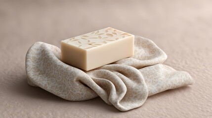 Natural Soap Mockup on Fabric Surface