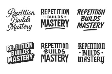 Fototapeta premium Diverse Lettering Variations. Repetition builds mastery. Set lettering. harmonious lettering variations of the same emblematic concept, each with different