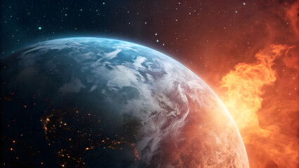 Fototapeta premium Climate Dichotomy Globe: Ice and Fire