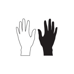 Obraz premium Open Hand Silhouette Icon Set – Black and White Raised Palm Vector Illustration