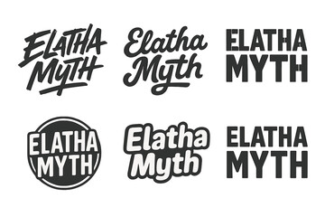 Fototapeta premium Diverse Lettering Styles. Elatha Myth. Set lettering. harmonious lettering variations of the same emblematic concept, each with different artistic