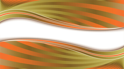 Abstract flowing ribbons of orange and green with white space in the center