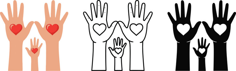Obraz premium Family love hands vector illustration for charity and support