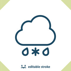 Cloud And Sleet Icon - Freezing Rain, Rain, Snow, Weather, Raining, Snowing