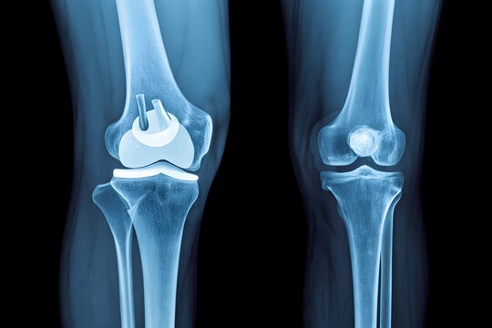 Comparison knee X-ray with total arthroplasty