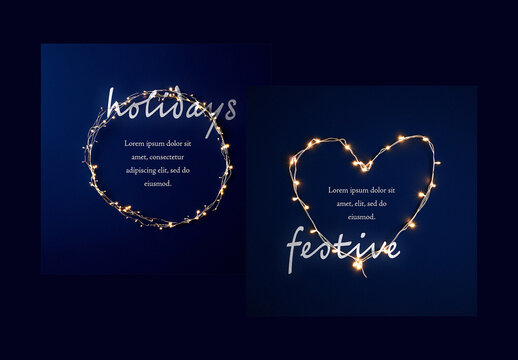 Blue Social Posts With Frame Lights