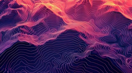 Abstract topographic relief with bright lines and gradient. Suitable for website design, scientific publications on geography and cartography, and presentation backgrounds.