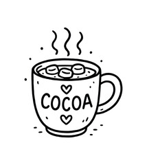Obraz premium handdrawn cute doodle style cup of hot cocoa vector line illustration