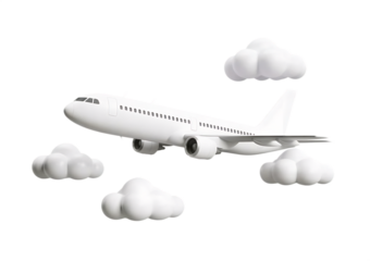 Airline fly worldwide clouds travel tourism plane trip planning world tour. leisure touring holiday summer vacation concept. on isolated on background. logistics transportation. 3d rendering