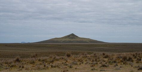 Volcano mountain landscape with blue sky