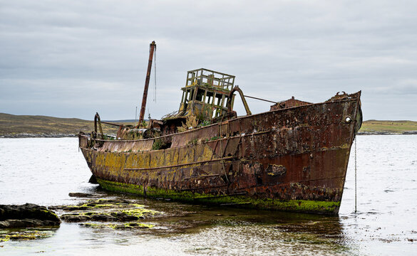 old boat in the sea