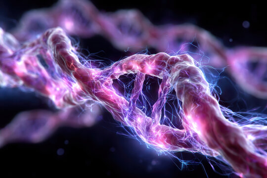 Dazzling representation of DNA structure with vibrant colors and intricate details - Powered by Adobe