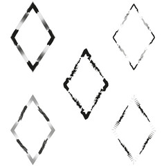 Diamond foliage icon. Floral vector ornament. Green accent detail. White background frame