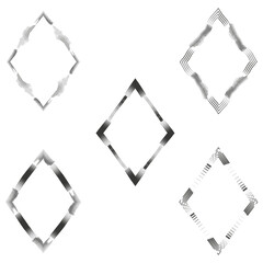 Diamond group icon. Minimal vector shapes. Black outline form. White background array