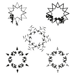 Ornamental star frame. Black abstract burst. Decorative pointed shape. Vector radial symbol