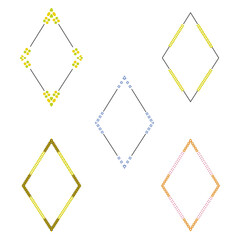 Geometric dotted frame. Colorful diamond shape. Abstract pattern border. Vector artistic form