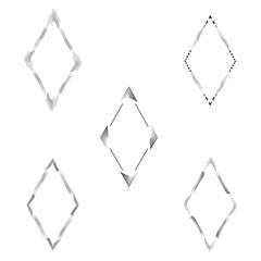 Monochrome wave frame. Black white diamond. Abstract striped shape. Vector modern border