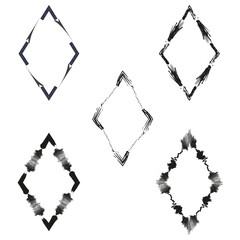 Rough ink frame. Aggressive black texture. Grunge diamond shape. Vector artistic border