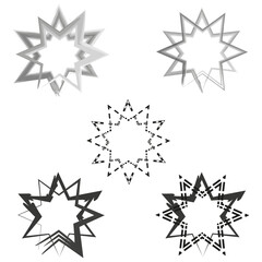 Star burst icon. Gray vector pattern. Radial explosion shape. White background display