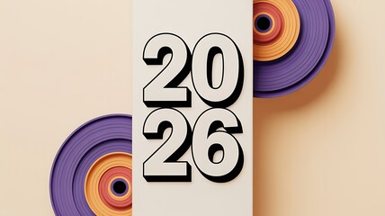 The Year 2026 Represented by Stacked Circular Shapes new year future