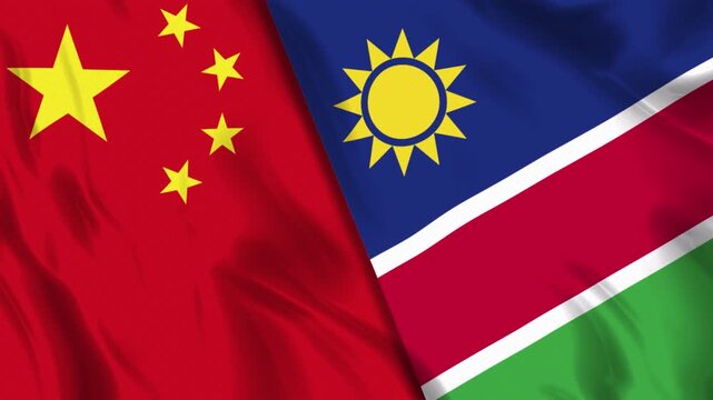 China and Namibia Flag Animation Seamless Loop. Ultra HD 4k