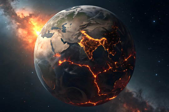 Lava Cracked Earth in Space