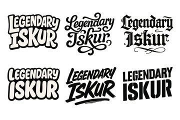 Obraz premium Legendary Iskur Lettering Grid. Legendary Iskur. Set lettering. harmonious lettering variations of the same emblematic concept (Funky cartoon-style lettering,