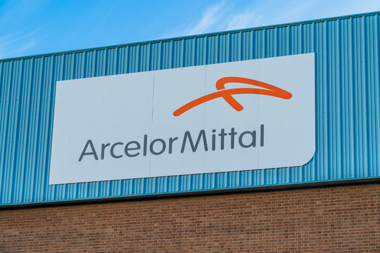 Wednesfield, UK - November 2nd 2025: Outside signage of Luxembourg Steel manufacturing company Arcelormittal at a location in the UK