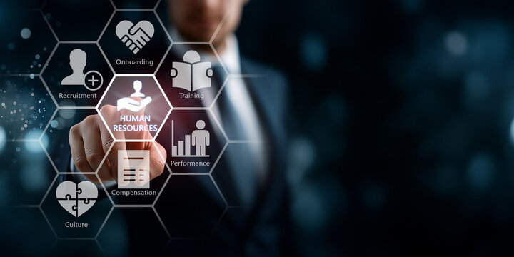 Recruiting and hiring the right people, human resource management concept. HR professionals identify the best candidates, ensure they meet job requirements and select the best talent.,Copy Space