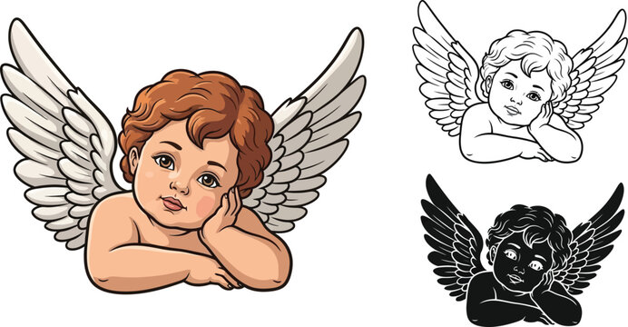 Download cute cherub angel vector illustration and design asset