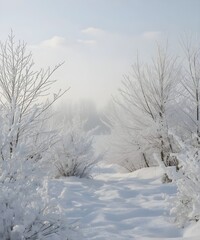 Peaceful Winter Landscape with Fresh Snow and Morning Sunlight&rdquo;