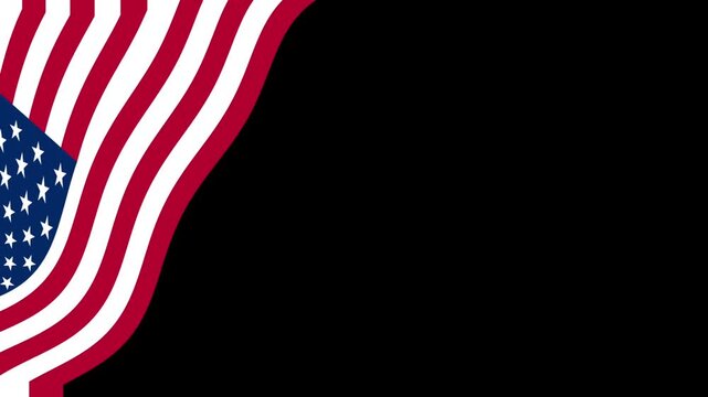 Animated USA flag borders on a black background. Suitable for national holiday, memorial day, patriotic theme, or celebration footage.