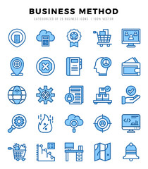 Set of simple Two Color Business Method Icons. Two Color art icons pack.